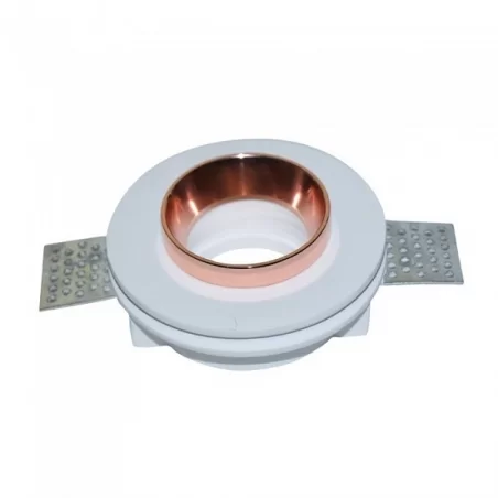 V-TAC VT-866 PORTAFARETTO ROTONDO DA INCASSO IN GESSO FINITURA CROMATA PER LAMPADINE GU10 E GU5.3 - SKU 3147