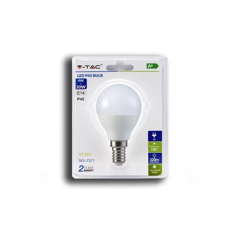V-TAC VT-110 LAMPADINA LED E14 4W MINIGLOBO P45 - SKU 7369 / 7370 / 7371 V-TAC VT-110 LAMPADINA LED E14 4W MINIGLOBO P45 - SKU 7369 / 7370 / 7371