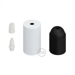 CREATIVE-CABLES KIT PORTALAMPADA E27 CILINDRO BIANCO OPACO CON SERRACAVO CONICO BIANCO 