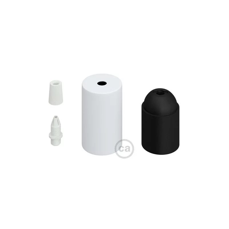 CREATIVE-CABLES KIT PORTALAMPADA E27 CILINDRO BIANCO OPACO CON SERRACAVO CONICO BIANCO CREATIVE-CABLES KIT PORTALAMPADA E27 CILINDRO BIANCO OPACO CON SERRACAVO CONICO BIANCO