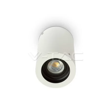 V-TAC VT-796 PORTAFARETTO ORIENTABILE ROTONDO BIANCO DA SOFFITTO PER LAMPADINE GU10 E GU5.3 - SKU 3627