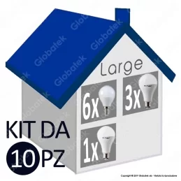 V-Tac Kit Large LED Family Risparmio - 10 Lampadine E14 e E27 da 5,5W a 15W 