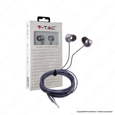 V-TAC VT-1032 COPPIA DI AURICOLARI CON MICROFONO E JACK 3,5MM COLORE GRIGIO - SKU 7706