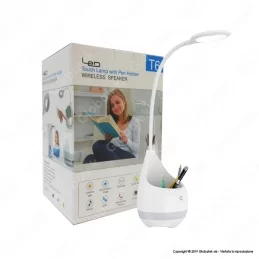 ENER-J LAMPADA SMART DA TAVOLO LED 3W CON SPEAKER BLUETOOTH E BATTERIA RICARICABILE COLORE BIANCO - MOD. T6 