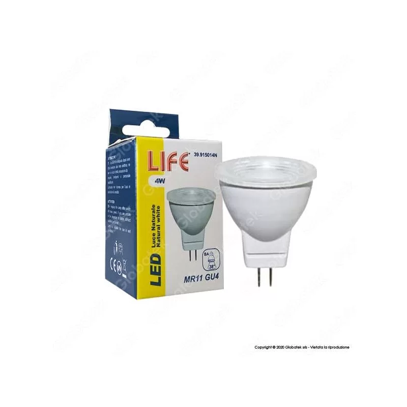 LIFE LAMPADINA LED GU4 4W MINI FARETTO MR11 12V - MOD. 39.915014C / 39.915014N LIFE LAMPADINA LED GU4 4W MINI FARETTO MR11 12V - MOD. 39.915014C / 39.915014N
