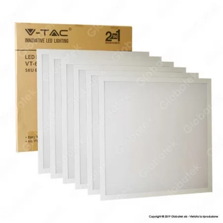 V-TAC VT-6142-1 6 PANNELLI LED A MONTAGGIO SUPERFICIALE O INCASSO 60X60 40W SMD CON DRIVER - SKU 64511 / 64521