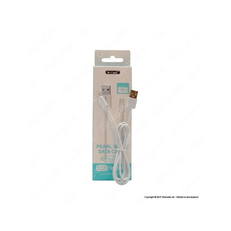 V-TAC VT-5302 PEARL SERIES USB DATA CABLE TYPE-C CAVO COLORE BIANCO 1M - SKU 8482 