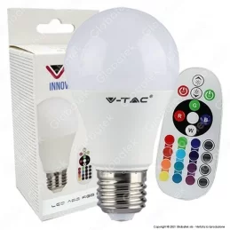 V-TAC VT-2229 LAMPADINA LED E27 9W BULB A60 GOCCIA RGB+W CON TELECOMANDO - SKU 2766 / 2767 / 2768 