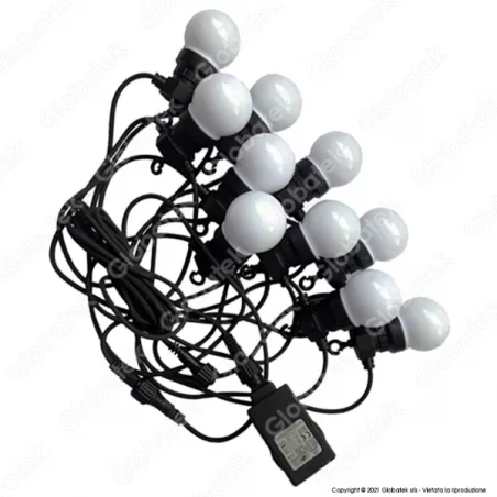V-TAC VT-70510 CATENA DA 10 LAMPADINE LED MINI GLOBO BIANCHE PER INTERNO E ESTERNO - SKU 7436 / 7437
