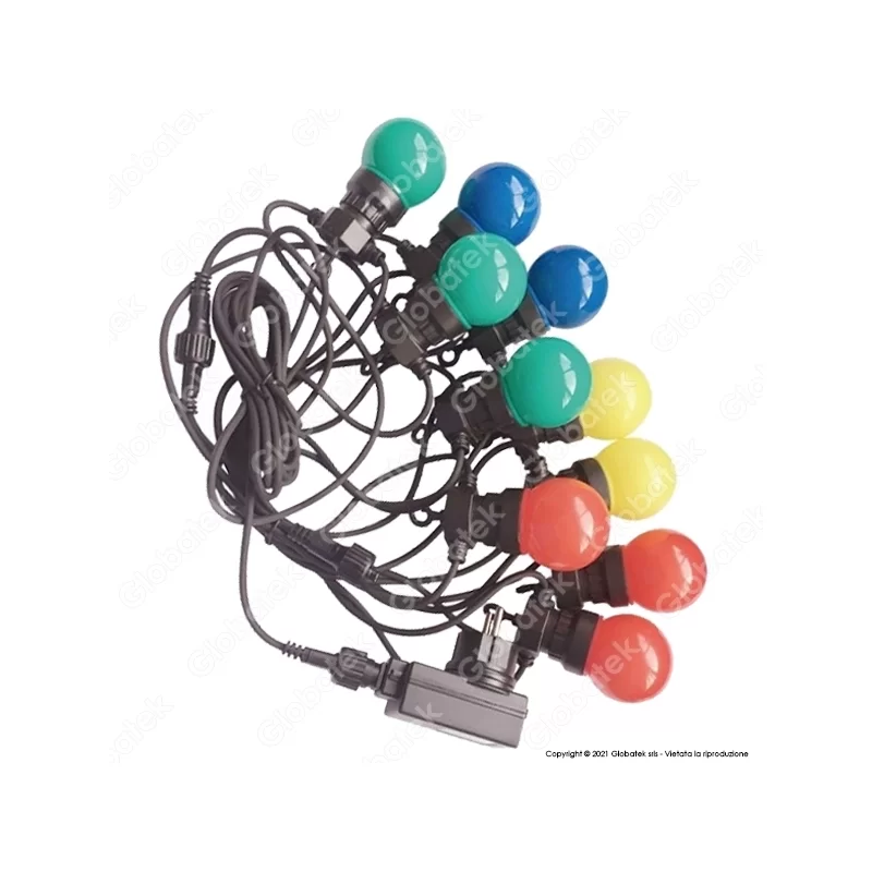 CATENA DA 10 LAMPADINE LED V-TAC VT-70510 MINI GLOBO MULTICOLORE PER INTERNO E ESTERNO - SKU 7435 CATENA DA 10 LAMPADINE LED V-TAC VT-70510 MINI GLOBO MULTICOLORE PER INTERNO E ESTERNO - SKU 7435