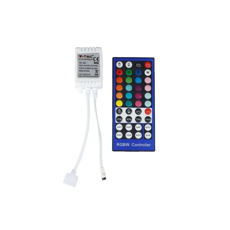 V-TAC CONTROLLER PER STRISCE LED RGB+W CON TELECOMANDO 40 TASTI - SKU 3326 V-TAC CONTROLLER PER STRISCE LED RGB+W CON TELECOMANDO 40 TASTI - SKU 3326