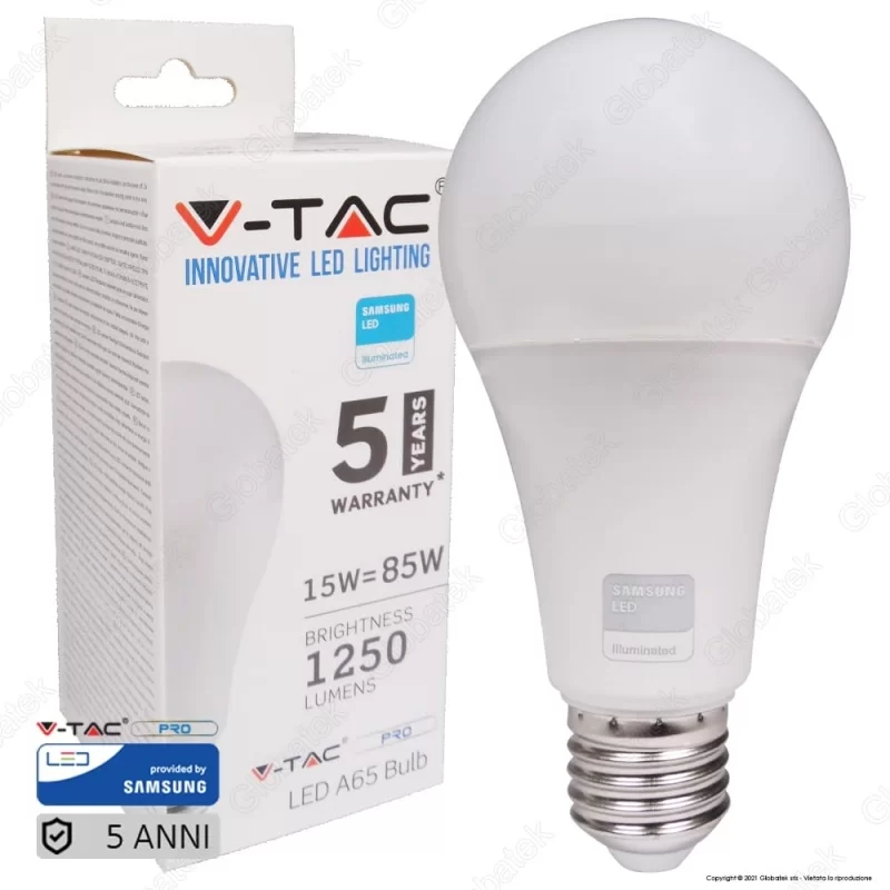 V-TAC SMART HOME VT-5113 2752 Lampadina LED E27 11W A60 Compatibile con  Google Home