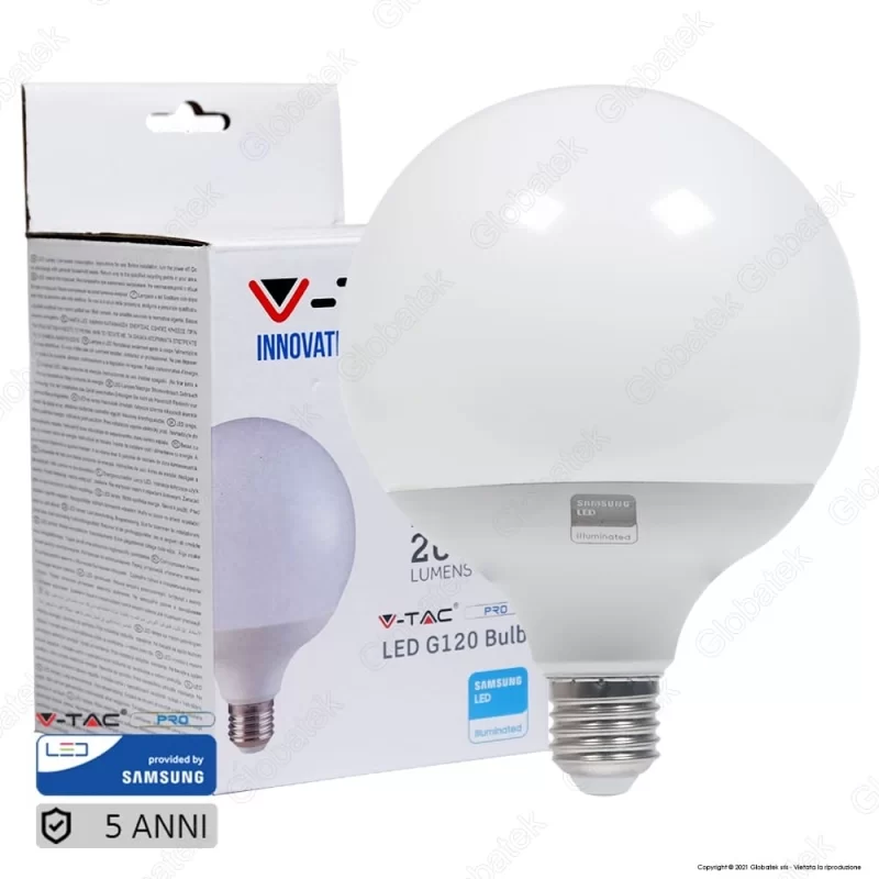 V-TAC PRO VT-242 LAMPADINA LED E27 22W GLOBO G120 CHIP SAMSUNG - SKU 20021 / 20022 / 20023 V-TAC PRO VT-242 LAMPADINA LED E27 22W GLOBO G120 CHIP SAMSUNG - SKU 20021 / 20022 / 20023