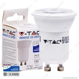 V-TAC PRO VT-232 LAMPADINA LED GU10 MR11 2W FARETTO SPOTLIGHT CHIP SAMSUNG 38° - SKU 869 / 870 / 871 