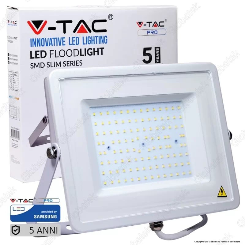 V-TAC PRO VT-100 FARO LED SMD 100W ULTRASOTTILE CHIP SAMSUNG DA ESTERNO COLORE BIANCO - SKU 415 / 416 / 417 