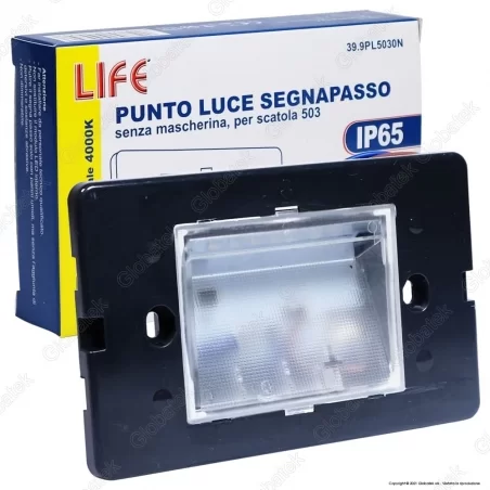 LIFE PUNTO LUCE SEGNAPASSO LED MONTAGGIO A INCASSO RETTANGOLARE 2W IP65 COLORE NERO - MOD. 39.9PL5030C / 39.9PL5030N