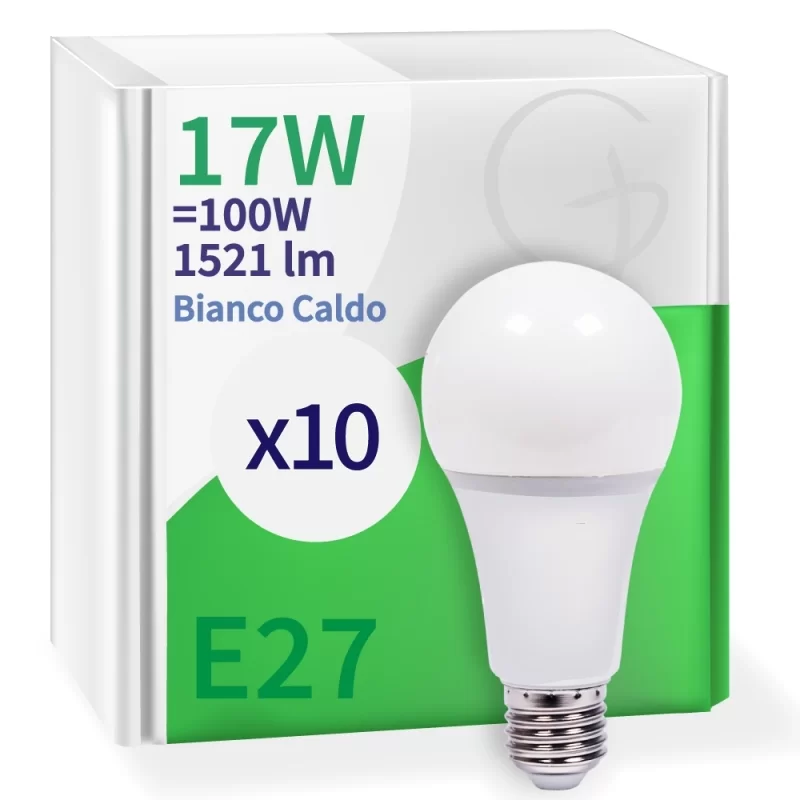 10 x Lampadine LED E27 17W Opaca (1521 lumen equivalenti a 100W) 
