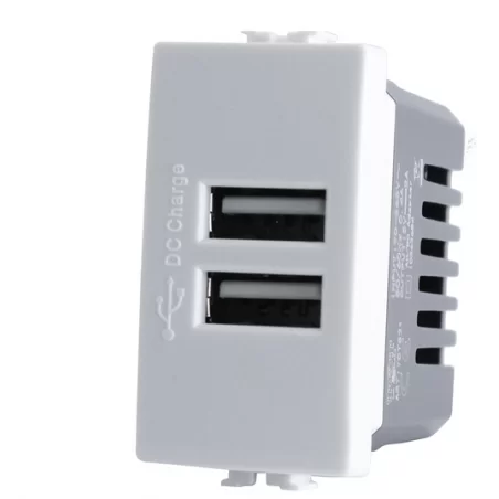 MAPAM DOPPIA PRESA USB 2A BIANCO - MOD. 521B - COMPATIBILE CON BTICINO MATIX