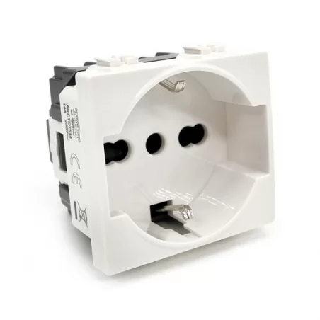 MAPAM PRESA SCHUKO UNEL (16A-250V) BIANCO - MOD. 514B - COMPATIBILE CON BTICINO MATIX