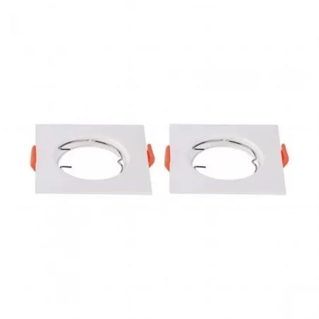 V-TAC VT-930 SUPER SAVER PACK 2X PORTAFARETTO QUADRATO FISSO DA INCASSO PER LAMPADINE GU10 E GU5.3 (MR16) BIANCO - SKU 6642