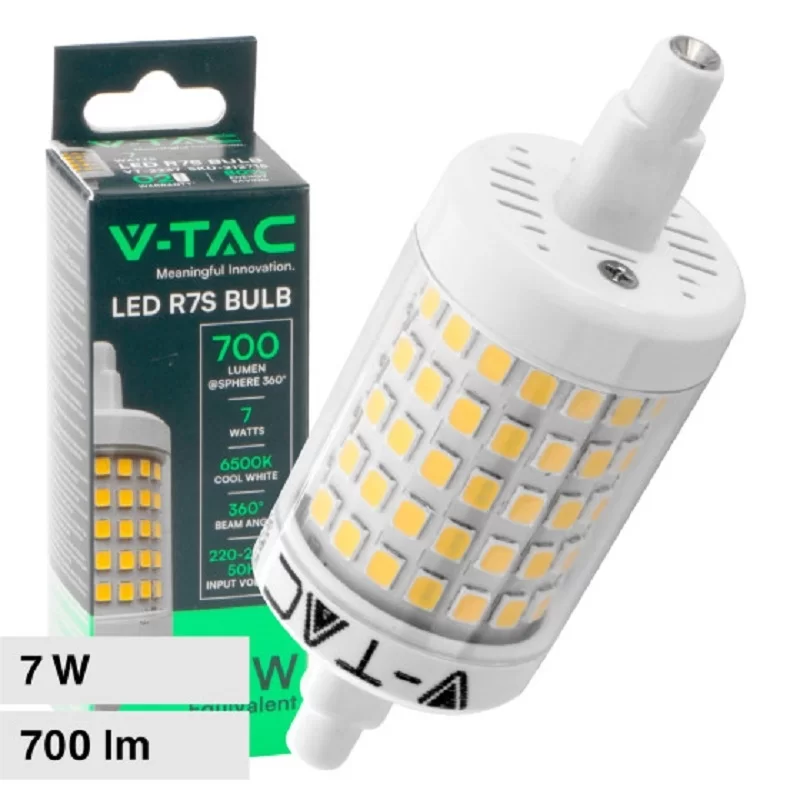 V-TAC VT-2237 LAMPADINA LED R7S 7W TUBOLARE L78 V-TAC VT-2237 LAMPADINA LED R7S 7W TUBOLARE L78