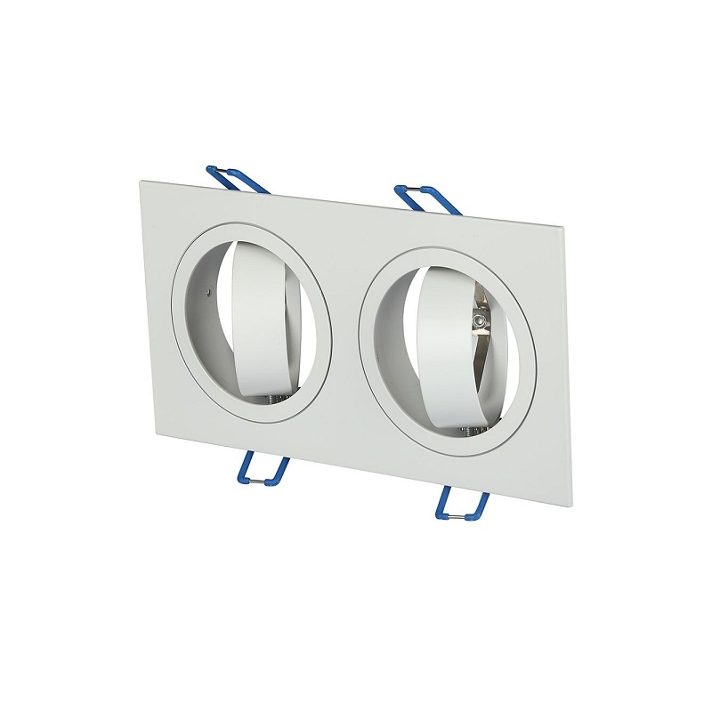 V-TAC VT-783SQ PORTAFARETTO ORIENTABILE DA INCASSO PER 2 LAMPADINE GU10 E GU5.3 - SKU 3607 