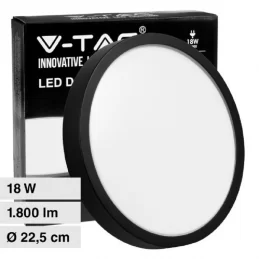 V-TAC VT-8618 PLAFONIERA LED ROTONDA 18W SMD IP44 COLORE NERO