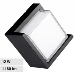 V-TAC VT-827 LAMPADA LED DA MURO 12W WALL LIGHT IP65 APPLIQUE QUADRATA COLORE NERO - SKU 218539 / 218540