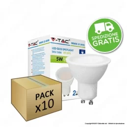 10 Lampadine LED V-Tac VT-1975 GU10 5W Faretto Spotlight - Pack Risparmio 