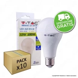10 Lampadine LED V-Tac VT-2017 E27 17W Bulb A65 - Pack Risparmio  10 Lampadine LED V-Tac VT-2017 E27 17W Bulb A65 - Pack Risparmio