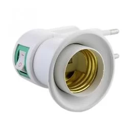 PORTALAMPADA PRESA DA MURO PER LAMPADINE E27 CON PULSANTE ON / OFF 