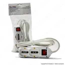 V-TAC MULTIPRESA 6 POSTI SALVASPAZIO COLORE BIANCO CON INTERRUTTORE LUMINOSO - SKU 8734 