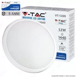 V-TAC PRO VT-12S PLAFONIERA LED 12W SLIM FORMA CIRCOLARE COLORE BIANCO CHIP SAMSUNG - SKU 935 / 820 / 936 