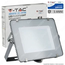 V-TAC PRO VT-200 FARO LED SMD 200W ULTRASOTTILE CHIP SAMSUNG DA ESTERNO COLORE GRIGIO - SKU 484 / 485 