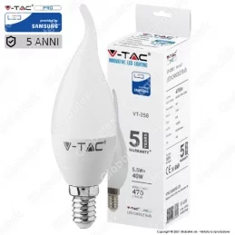 V-TAC PRO VT-258 LAMPADINA LED E14 5,5W CANDELA FIAMMA CHIP SAMSUNG - SKU 117 / 118 / 119 