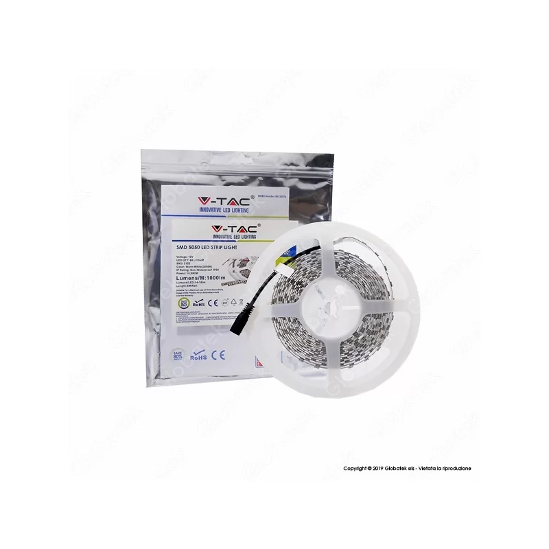 V-TAC STRISCIA LED 5050 MONOCOLORE 60LED/METRO - BOBINA DA 5 METRI - SKU 2547 / 2122 / 2143 / 2126 