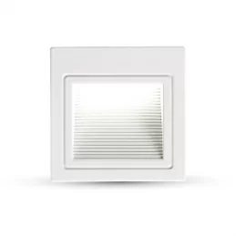 V-TAC VT-1143 FARETTO SEGNAPASSO LED DA INCASSO QUADRATO 3W COLORE BIANCO - SKU 1284 