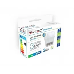 V-TAC VT-1900 SUPER SAVER PACK CONFEZIONE 3 LAMPADINE LED E27 9W BULB A60 - SKU 7240 / 7241 / 7242 