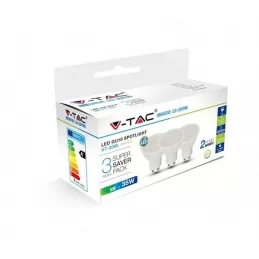 V-TAC VT-2095 SUPER SAVER PACK CONFEZIONE 3 FARETTI LED GU10 5W SPOTLIGHT - SKU 7269 / 7270 / 7271 