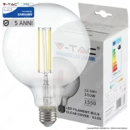 V-TAC VT-2143 LAMPADINA LED FILAMENT E27 12,5W GLOBO G125 - SKU 7453 / 7454 / 7455 