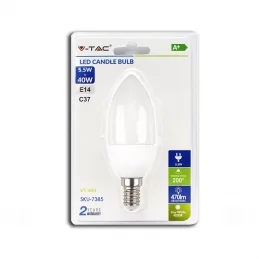 V-TAC VT-444 LAMPADINA LED E14 5,5W CANDELA - SKU 7384 / 7385 / 7386 