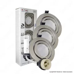 V-TAC VT-4444 SUPER SAVER PACK CONFEZIONE 3 FARETTI LED GU10 5W CON PORTAFARETTI ORIENTABILI - SKU 8884 / 8885 / 8886 