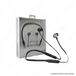 V-TAC VT-6166 COPPIA DI AURICOLARI BLUETOOTH SPORTS EARPHONES COLORE NERO - SKU 7710 