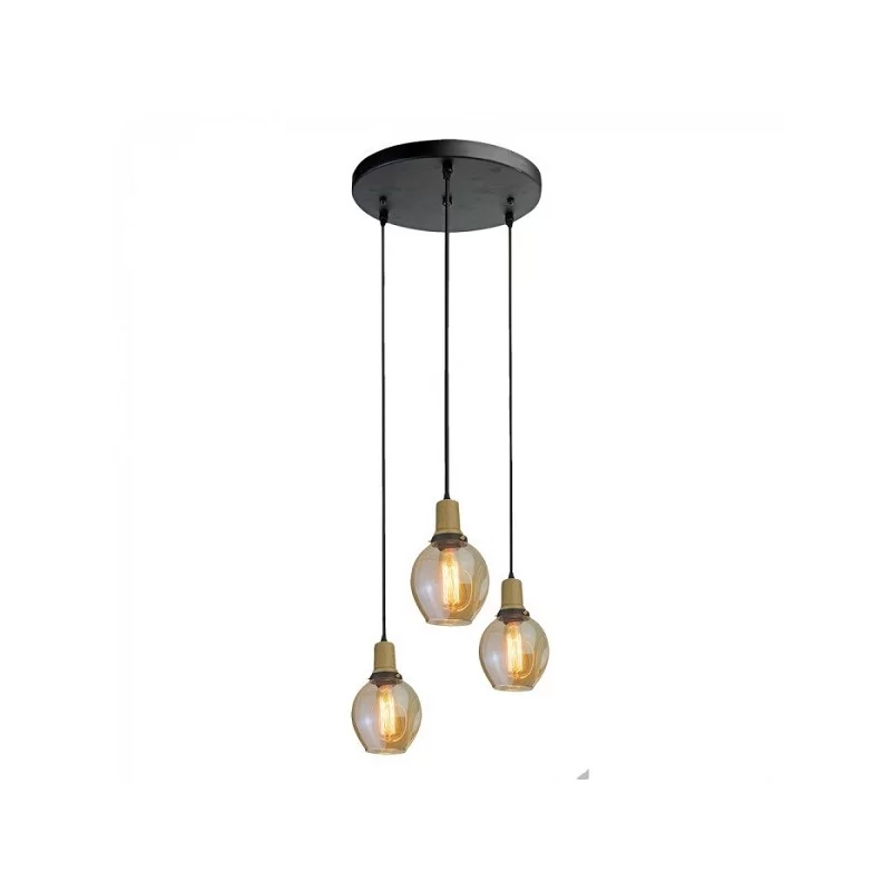 V-TAC VT-7037 LAMPADARIO A SOSPENSIONE IN VETRO AMBRATO CON 3 PORTALAMPADA PER LAMPADINE E27 - SKU 3926 V-TAC VT-7037 LAMPADARIO A SOSPENSIONE IN VETRO AMBRATO CON 3 PORTALAMPADA PER LAMPADINE E27 - SKU 3926