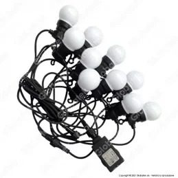 V-TAC VT-70510 CATENA DA 10 LAMPADINE LED MINI GLOBO BIANCHE PER INTERNO E ESTERNO - SKU 7436 / 7437 