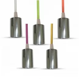 V-TAC VT-7338 LAMPADARIO A SOSPENSIONE IN METALLO CON CAVO COLORATO E PORTALAMPADA PER LAMPADINE E27 