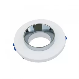 V-TAC VT-862 PORTAFARETTO ROTONDO DA INCASSO IN GESSO FINITURA CROMATA PER LAMPADINE GU10 E GU5.3 - SKU 3127 