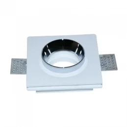 V-TAC VT-866 PORTAFARETTO QUADRATO DA INCASSO IN GESSO FINITURA CROMATA PER LAMPADINE GU10 E GU5.3 - SKU 3149 