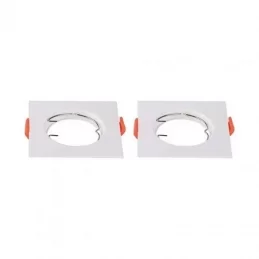 V-TAC VT-930 SUPER SAVER PACK 2X PORTAFARETTO QUADRATO FISSO DA INCASSO PER LAMPADINE GU10 E GU5.3 (MR16) BIANCO - SKU 6642 