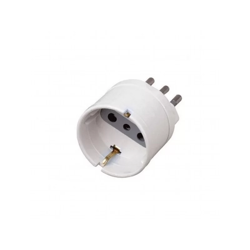 ECOVA ADATTATORE SINGOLO SPINA 16A 2P+T CON PRESA SCHUKO + 10A 2P+T COLORE BIANCO- MOD. 30035 ECOVA ADATTATORE SINGOLO SPINA 16A 2P+T CON PRESA SCHUKO + 10A 2P+T COLORE BIANCO- MOD. 30035